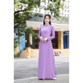 Áo dài lụa tím hoa cà - Thời trang nữ H&H Luxury
