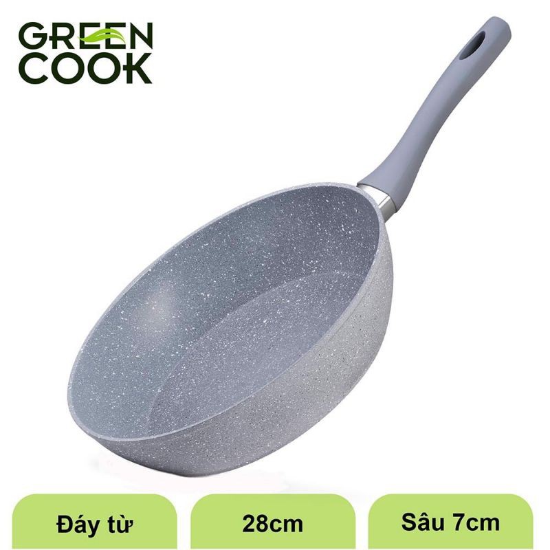 CHẢO ĐÁ GREEN CÔK 28 CM CAO CẤP (dùng cho mọi loại bếp)