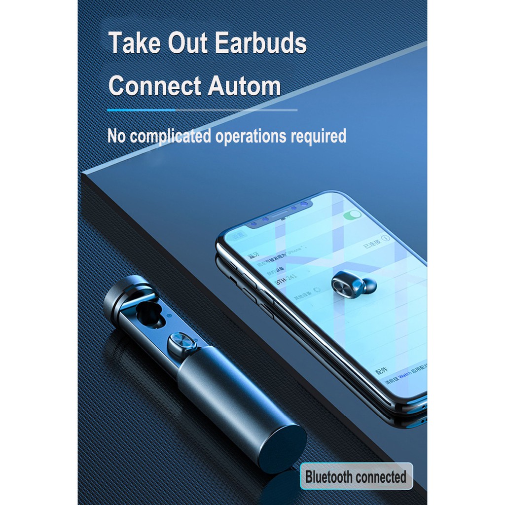 Tai Nghe Bluetooth True Wireless TWS 5.0 9D Cảm Ứng chạm hình thỏi son HiFi B9 Đen