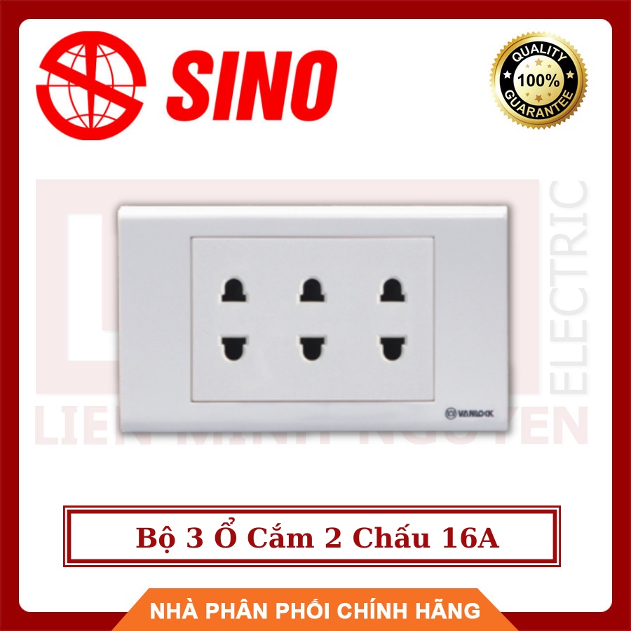 SINO Bộ 3 Ổ Cắm 2 Chấu 16A S18U3 - Hàng Việt Nam, Chất Lượng Cao