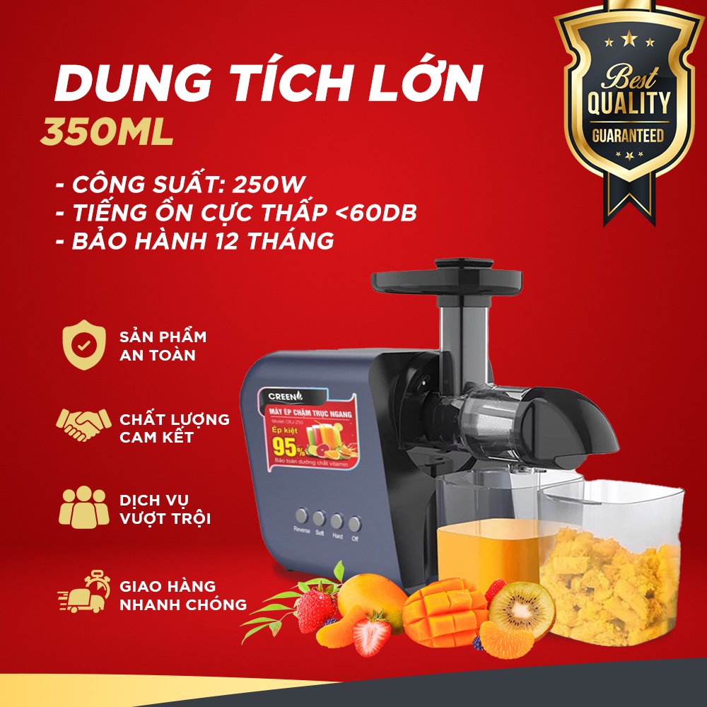 Máy ép trái cây chậm Creen CRJ-250 Máy ép trục ngang ép trái cây - Gia dụng Creen