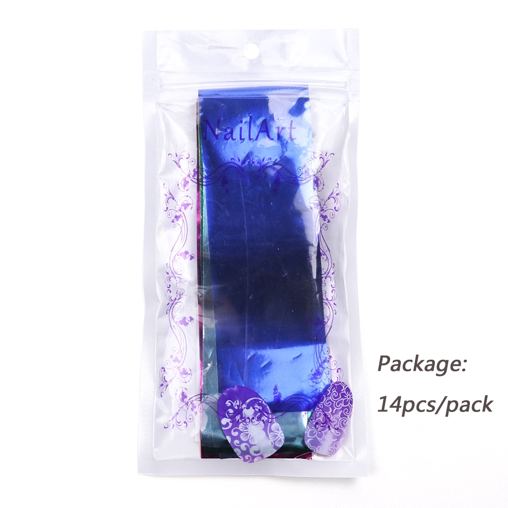 Bộ 14 cuộn giấy foil ba chiều dán trang trí móng nghệ thuật đẹp mắt