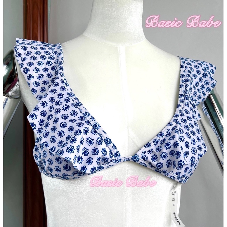 Set Bikini 2 mảnh hoa nhí xanh Vintage Shein