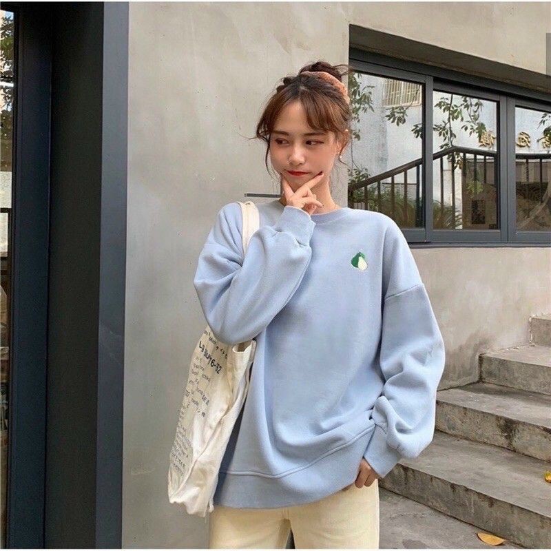 Áo sweater unisex form rộng MONTANA tay dài in trái cây dễ thương