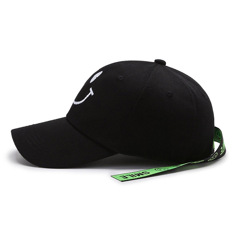 Mũ Lưỡi Trai Nam Nữ THÊU HÌNH MẶT CƯỜI Phong Cách Hip Hop Hàn Quốc - Nón kết Ulzzang Form Unisex Thời Trang