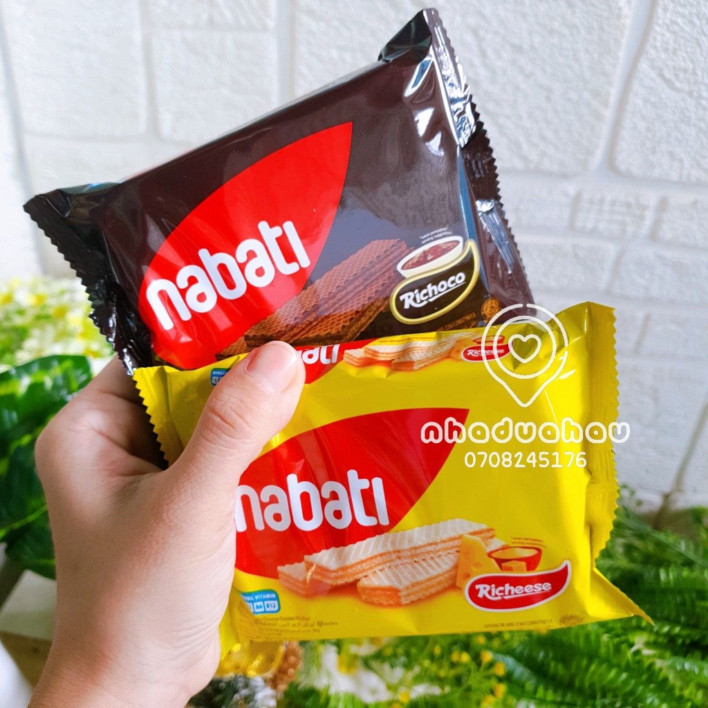 Combo 2 gói bánh xốp kẹp kem vị sô cô la/ phomai Nabati hàng Malaysia nhập chuẩn xịn gói 50gam