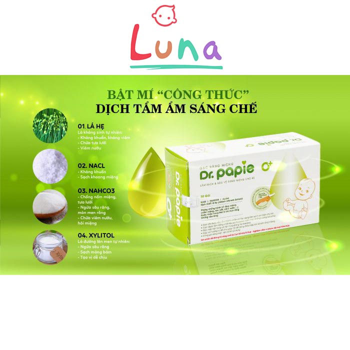 Rơ lưỡi, gạc răng miệng thảo dược Dr Papie cho bé