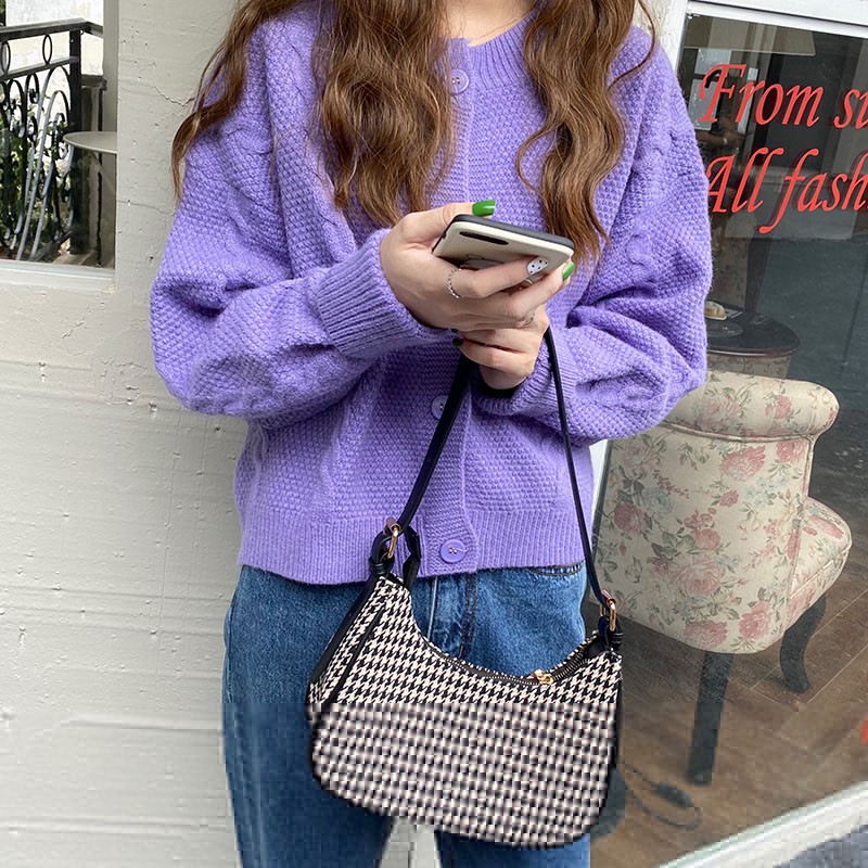 Túi xách đeo chéo họa tiết caro phong cách retro hợp thời trang cho nữ IELGY