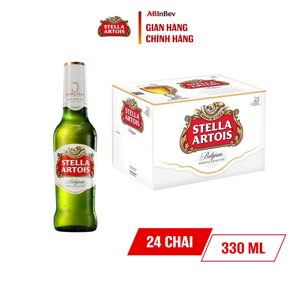 Thùng 24 Chai Stella Artois - Bia Nhập Khẩu (330 ml/ chai)