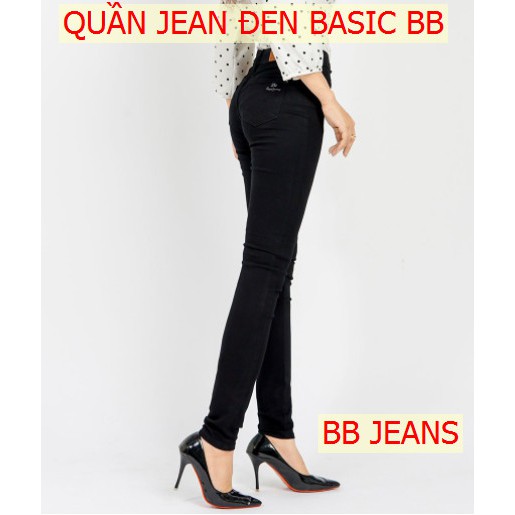 Quần Jean Nữ Đen Trơn Cap Cao Siêu Co Giãn BB JEANS BASIC CHUẨN ĐẸP