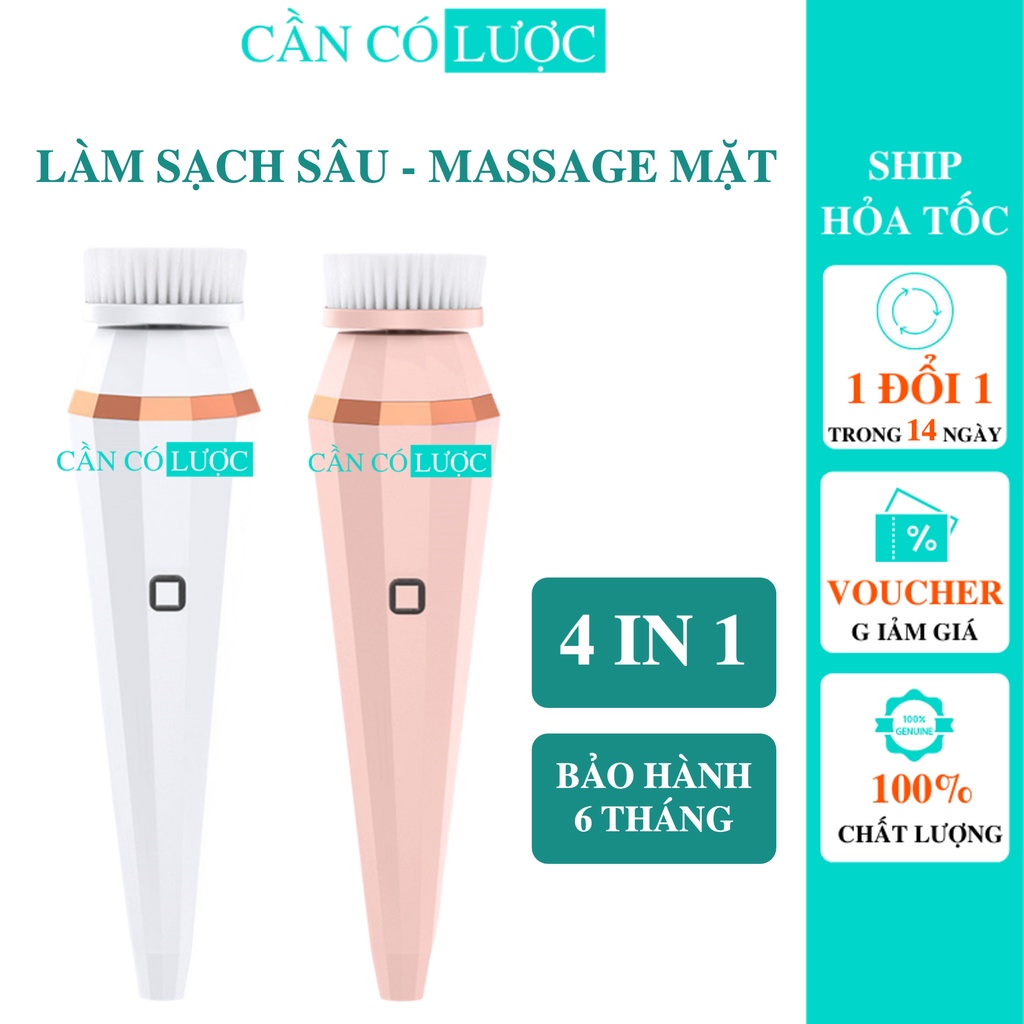 Máy Massage Mặt Chăm Sóc Da Mặt Tẩy Tế Bào Chết 4 In 1, Máy Rửa Mặt Tẩy Trang Làm Sạch Sâu Loại Bỏ Cặn Dầu Bụi Bẩn