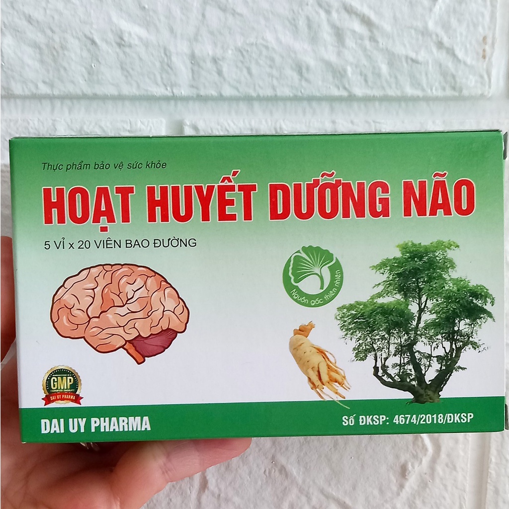Hoạt huyết dưỡng não đại uy hộp 100 viên. Bổ não, tăng cường trí nhớ, giảm căng thẳng, nhức đầu.