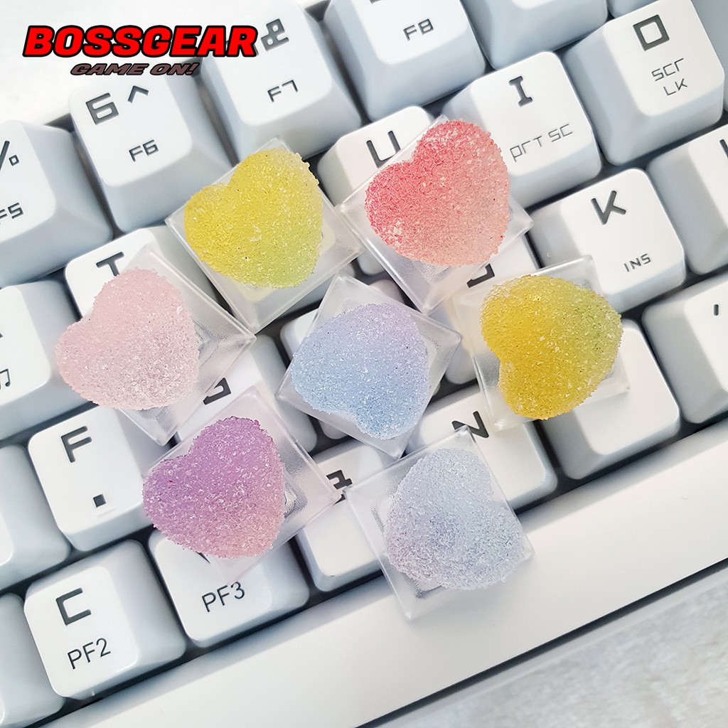 Keycap Lẻ hình kẹo dẻo trái tim cực đẹp và dễ thươngHeart candy ( keycap resin độc lạ )( Keycap Artisan )