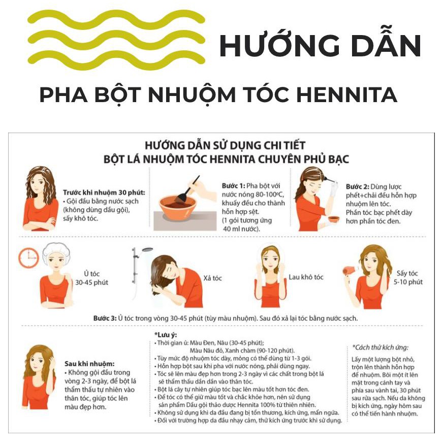 Nhuộm phủ bạc an toàn từ lá cây - Hennita Việt Nam - Màu Nâu - Hàng chất lượng