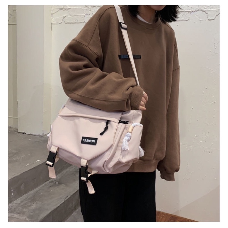 Túi đeo chéo vải chống thấm unisex nam nữ ulzzang vừa a4