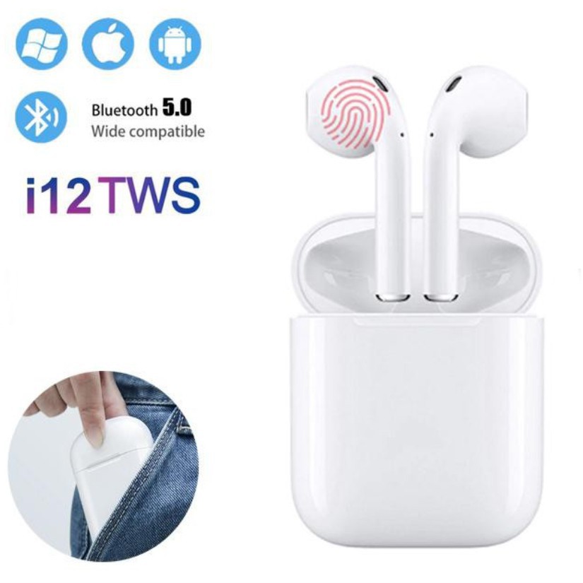 ☼№♚[ GIÁ SIÊU SỐC] Tai Nghe Bluetooth 5.0 i12 TWS [CẢM ỨNG VÂN TAY] (Màu trắng)