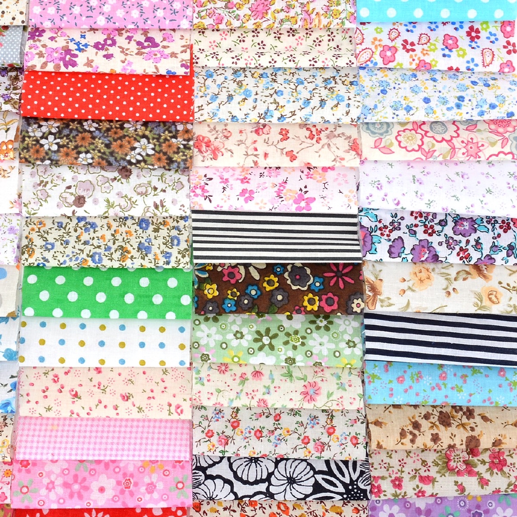 Set 60 cuộn vải cotton nhiều họa tiết xinh xắn dễ thương 10*10cm