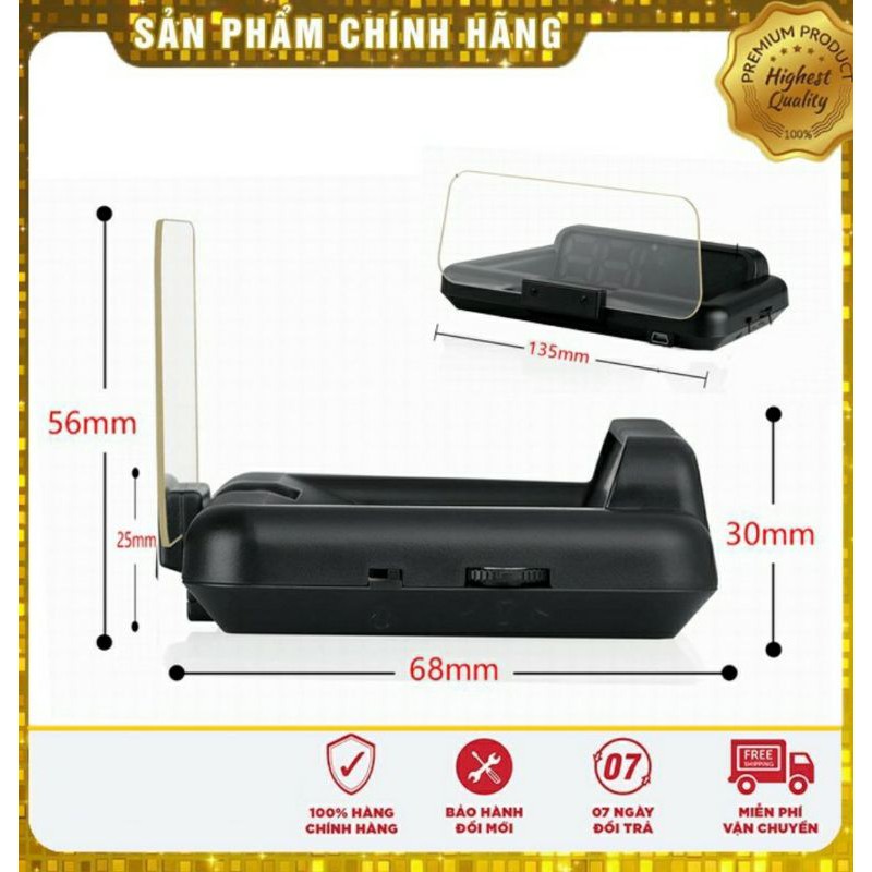 Bộ Hiển Thị Tốc Độ Lên Kính HUD C500 Không Cần Dán Phim Phản Quang