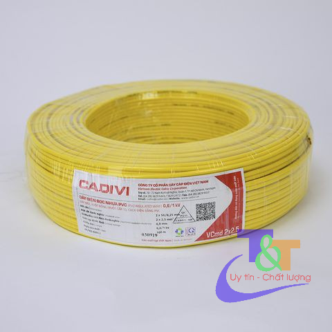 Đây điện đôi 2x0.5mm, 2x0.75mm, 2x1mm, 2x1.5mm, 2x2.5mm Cuộn 100m Cadivi