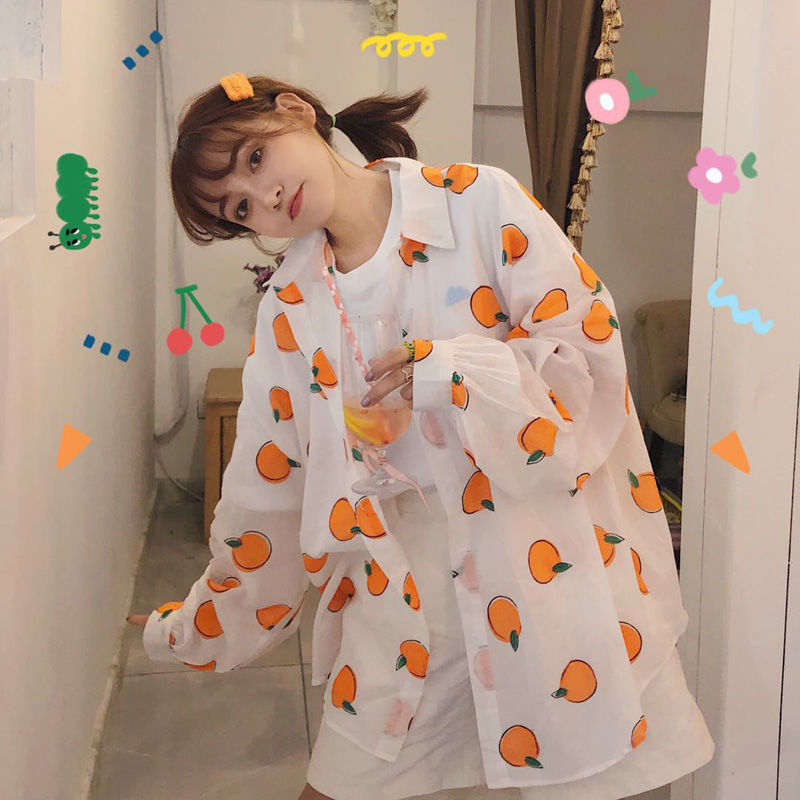 Áo Khoác Voan Mỏng Dáng Rộng Xinh Xắn Cho Nữ Kiểu Hàn Quốc