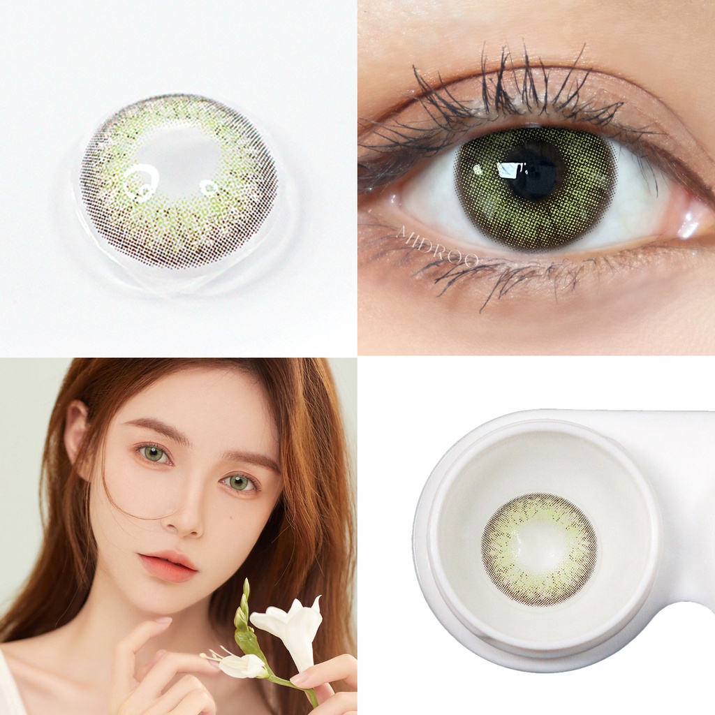Midroo 1 Cặp Kính Áp Tròng 0-8 Độ 14.0mm Màu Xanh Dương Mềm Mại Thoải Mái