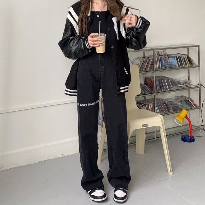 Quần jeans Nữ Lưng Cao Ống Rộng Thời Trang