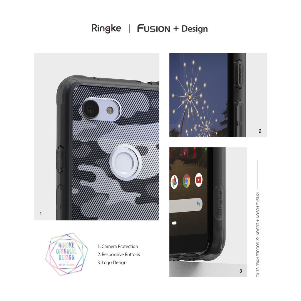 Ốp điện thoại Ringke Fusion dạng tinh thể cứng trong suốt tự nhiên cho Google Pixel 3a XL Pixel 3a Pixel 3