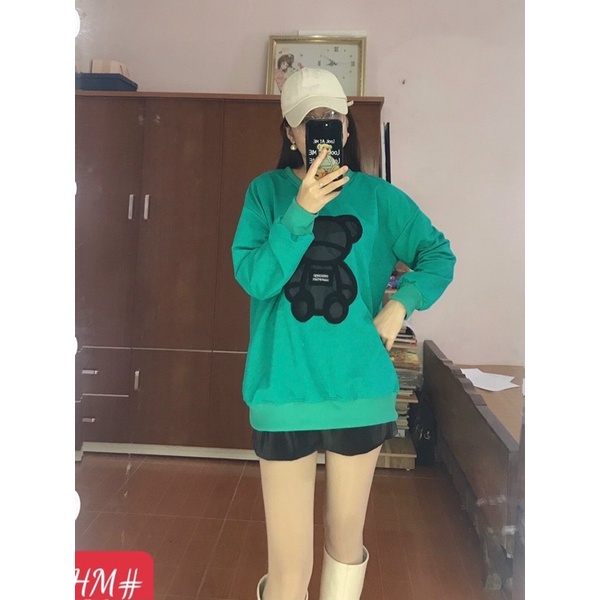 Áo nỉ gấu dap thêu nhiều màu dài tay