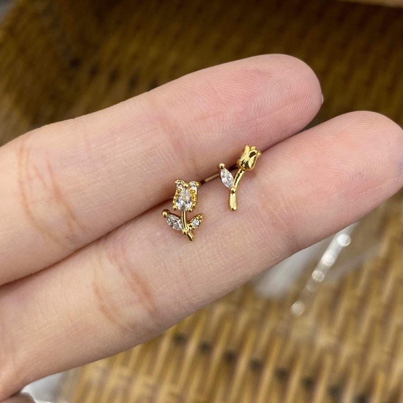 1 Chiếc Bông tai Thép y tế đính đá