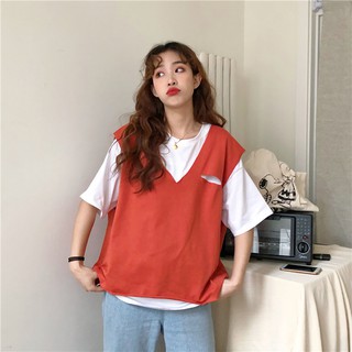 Set áo thun trong + áo gile nữ rách 1 lỗ ulzzang ( 3 màu ) có bán riêng