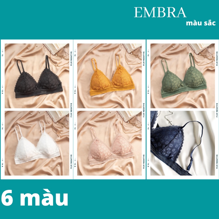 Áo bra EMBRA quai bản nhỏ họa tiết hoa pha ren EBALB19