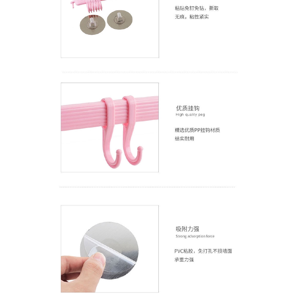 Strong suction cup, 6-hook, nail free, traceless, kitchen wall, goods hook, bathroom, towel rack, clothes hook