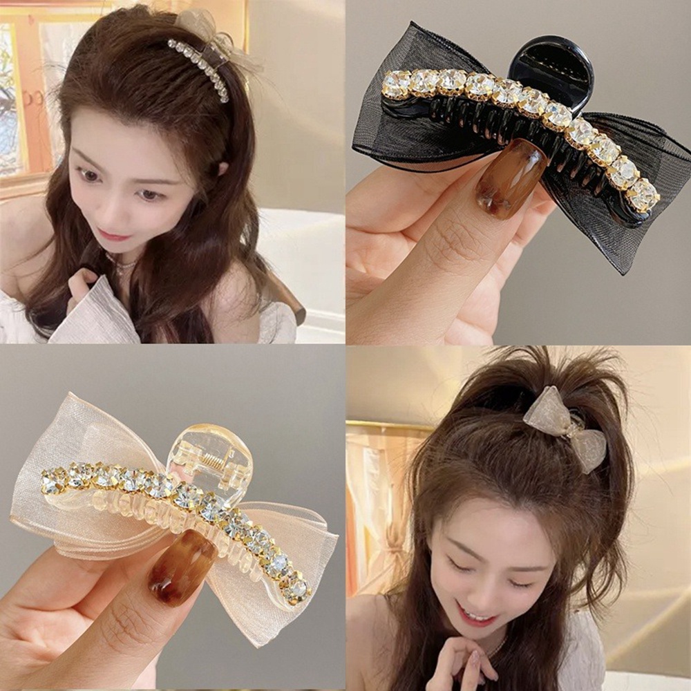 Kẹp Tóc Hình Nơ Đính Đá Thời Trang Hàn Quốc Cho Nữ