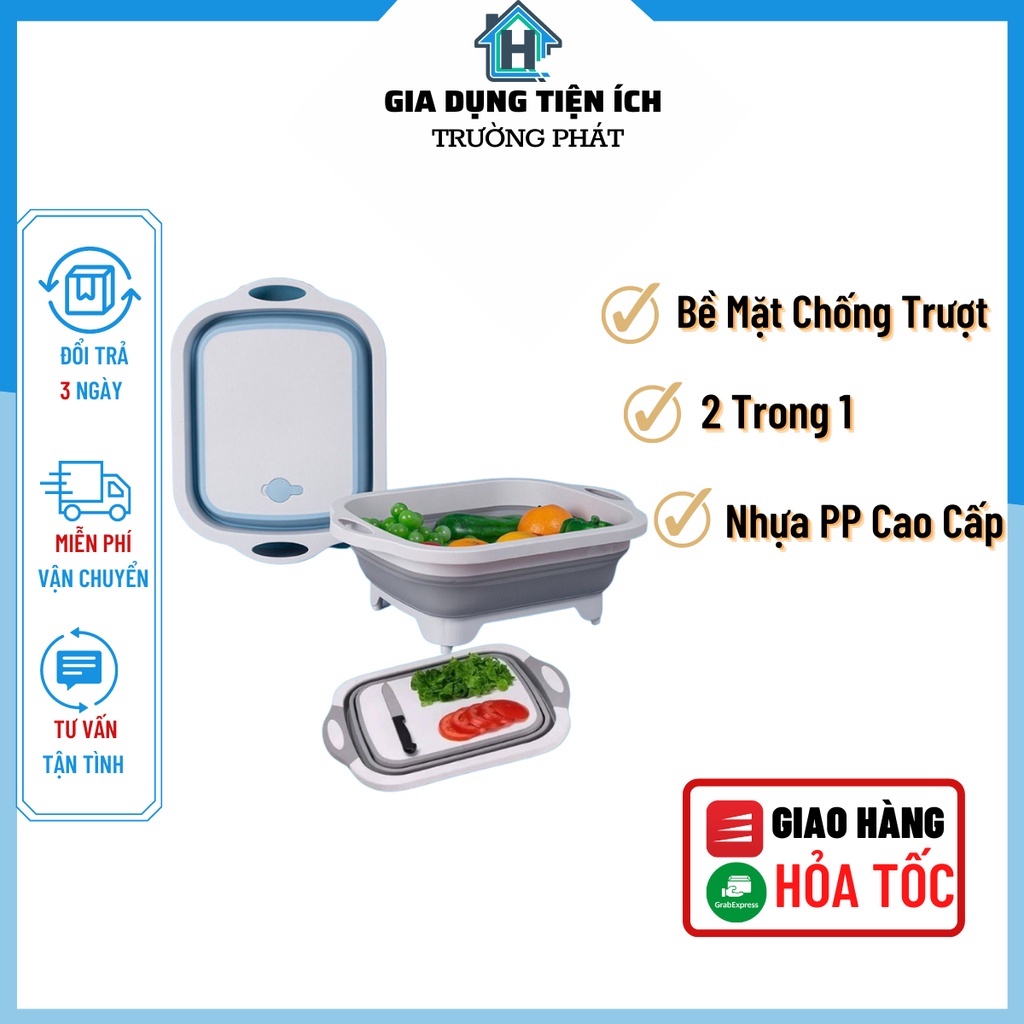 Thớt Đa Năng Kèm Chậu Gấp Gọn 2 Trong 1 Tiện Dụng