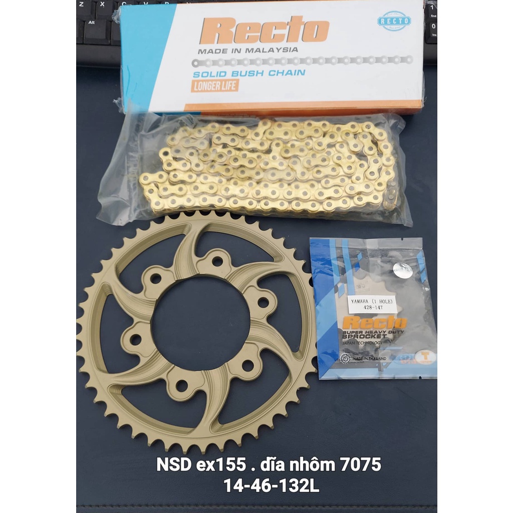 NSD dĩa nhôm 7075 kèm nhong sên RECTO EXCITER 155 14-46-132L