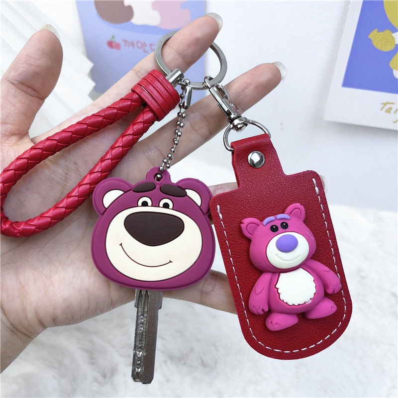 Vỏ Bọc Chìa Khóa Hình Chữ Nhật In Hình Gấu Dâu Tây Dễ Thương
