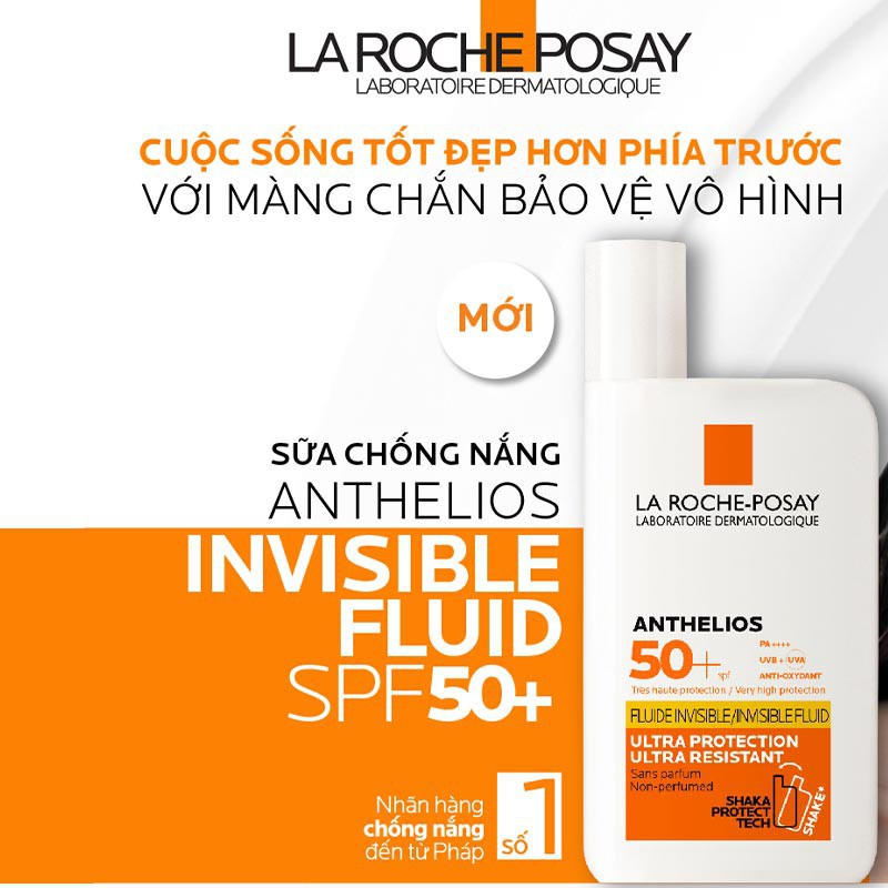 Kem chống nắng dạng sữa lỏng nhẹ không nhờn rít La Roche-Posay Anthelios Invisible Fluid SPF 50+ 50ml