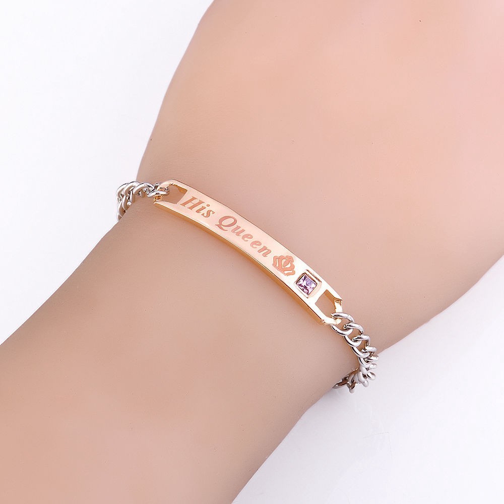 Dây Đeo Tay Cho Cặp Đôi Khắc Chữ His Queen / Her King Thời Trang