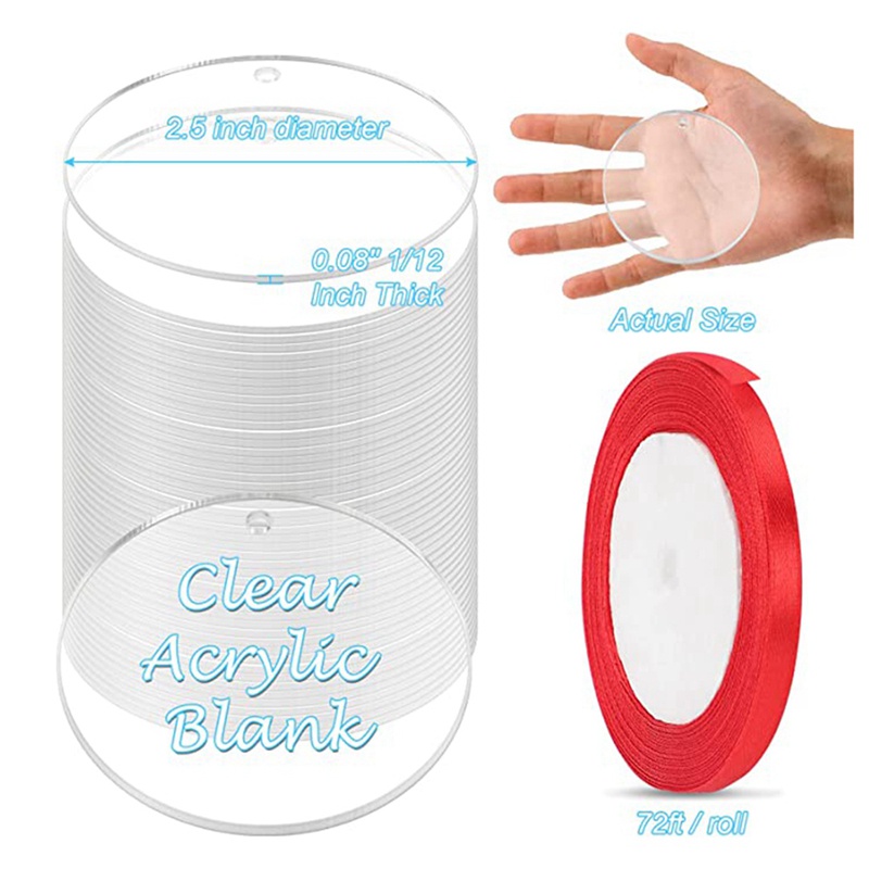 Set 30 Móc Khóa Acrylic 0.080Inch 1 / 12 Inch Màu Đỏ Cho Giáng Sinh