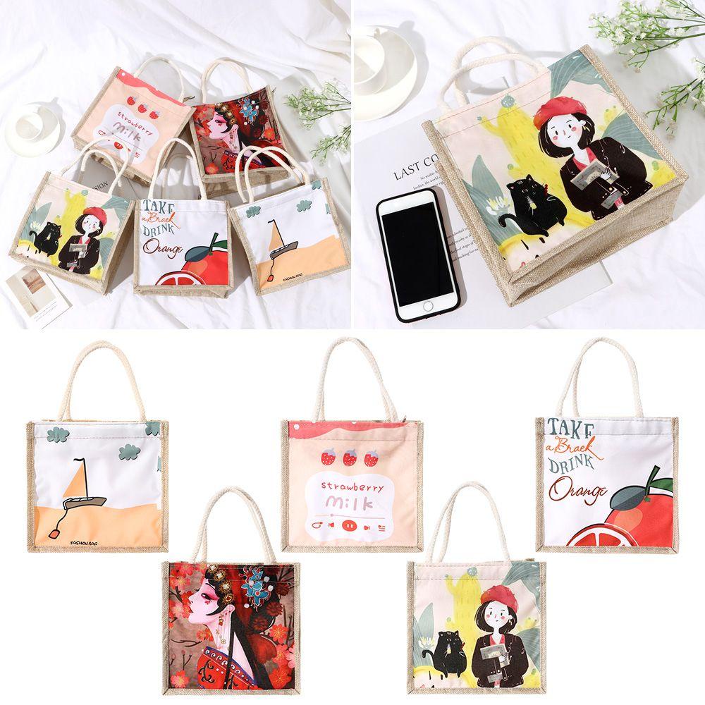 Ebininlands Túi Xách Vải Canvas In Họa Tiết Thổ Cẩm Sáng Tạo Có Khóa Kéo Cho Nữ