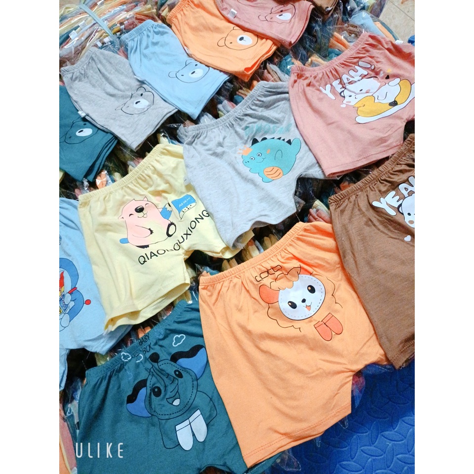 Quần Đùi Thun Lạnh, Quần Chục K.WOO Hình Mông Thú  Đáng Yêu Cho Bé Trai, Bé Gái 5-15kg