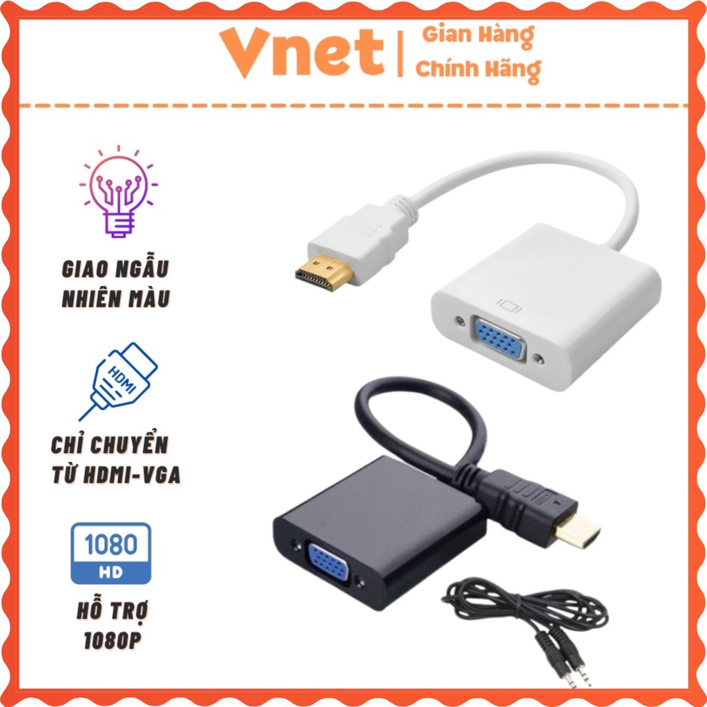 Cáp chuyển đổi HDMI sang VGA/ cáp HDMI sang VGA có Audio cao cấp dài 20cm hỗ trợ Full HD 1080P mới 100% VNET-HDVGA01