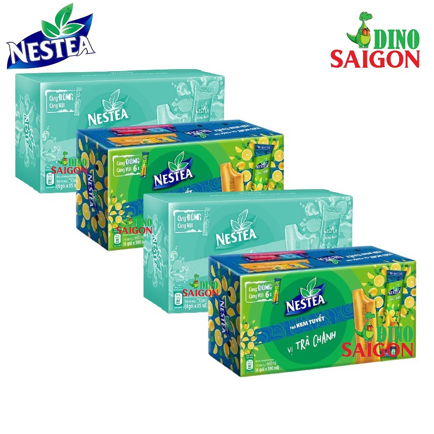 Combo 4 Hộp Trà Kem Tuyết Nestea gồm 2 vị Trà Chanh và 2 vị Xoài Đào