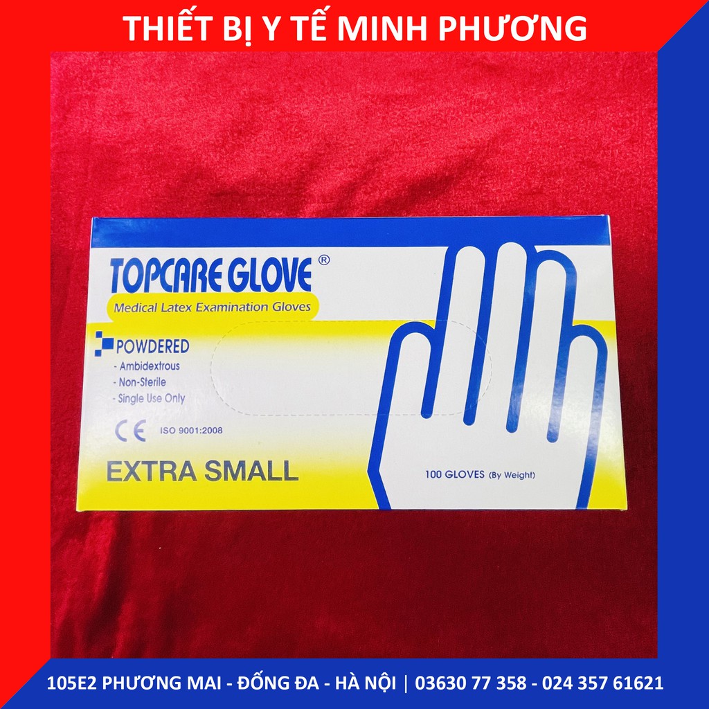 [CHÍNH HÃNG] Găng tay y tế TOPCARE Malaysia có bột size XS, S, M