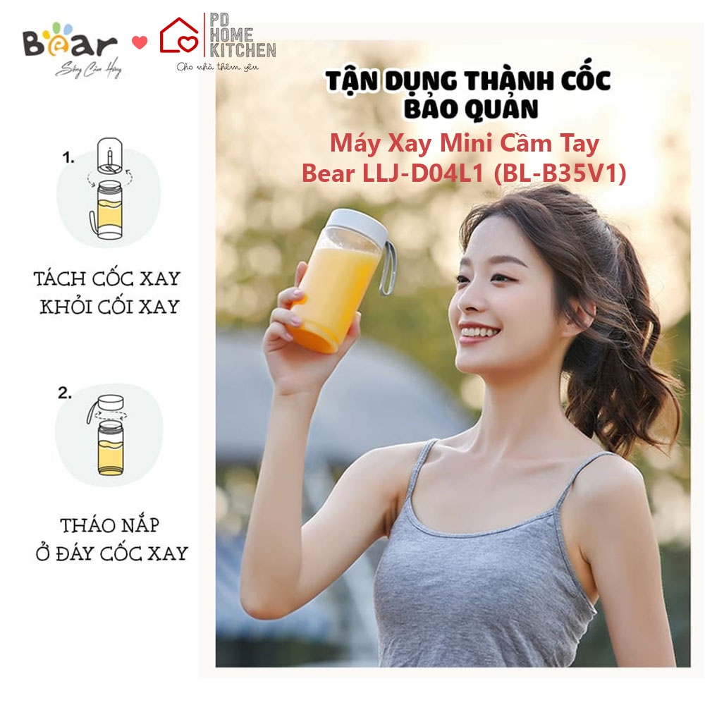 [BH CHÍNH HÃNG 12T] Máy Cốc Xay Mini Cầm Tay BEAR, healthy, xay sinh tố, dùng pin sạc tiện lợi, chống nước, tự làm sạch