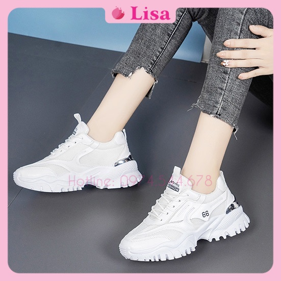 Giày Thể Thao Nữ, Giày Sneaker Đế Răng Cưa Gót Bạc, Độn Đế 5cm Kiểu Dáng Năng Động, M68 Lisa