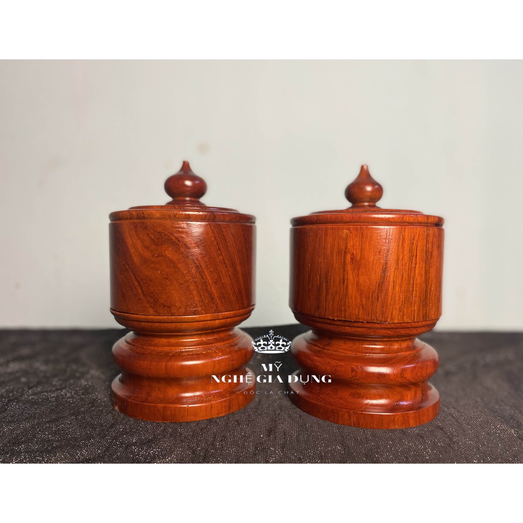 Khay cau-khay gạo gỗ mít-đài thờ gia tiên đường kính 12cm cao 22cm
