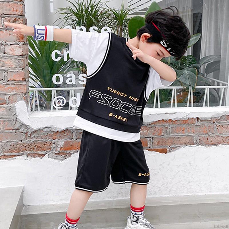Bộ 2 món Áo thun bóng rổ và Quần ngắn phong cách hè cho bé trai 4-9 tuổi