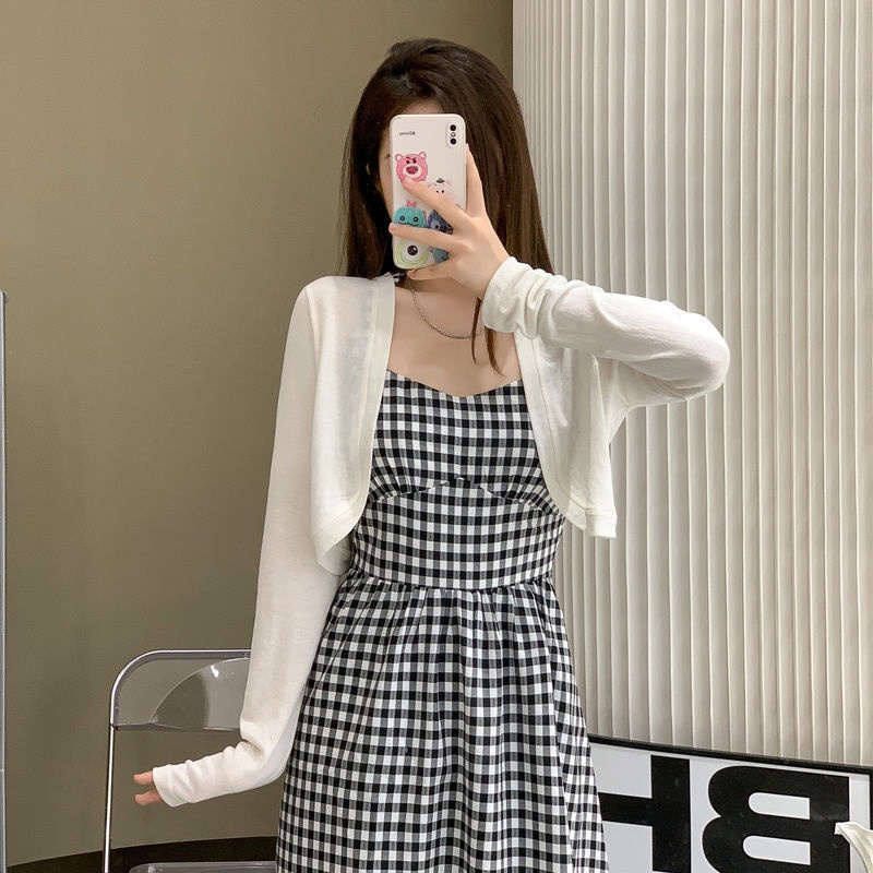 Áo Cardigan Dệt Kim Lụa Mát Màu Trắng Phong Cách Mới Dành Cho Nữ