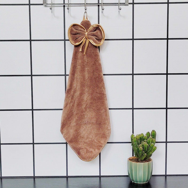 Khăn lau tay nhà bếp, khăn lau chén dĩa nơ viền vàng